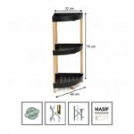 Ραφιέρα δαπέδου γωνιακή πλαστική - ξύλινη χρώμα φυσικό - μαύρο 44x32x79εκ. - Image 5