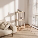 Ραφιέρα δαπέδου - Κομοδίνο ξύλινο - πλαστικό χρώμα φυσικό - μπεζ 37x29x79εκ. - Image 4