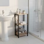 Ραφιέρα δαπέδου - Κομοδίνο ξύλινο - πλαστικό χρώμα φυσικό - μαύρο 37x29x79εκ. - Image 2