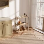 Ραφιέρα δαπέδου - Τραπεζάκι βοηθητικό ξύλινο - πλαστικό χρώμα φυσικό - μπεζ 65x29x78εκ. - Image 2