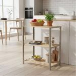 Ραφιέρα δαπέδου - Τραπεζάκι βοηθητικό ξύλινο - πλαστικό χρώμα φυσικό - μπεζ 65x29x78εκ. - Image 3