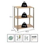 Ραφιέρα δαπέδου - Τραπεζάκι βοηθητικό ξύλινο - πλαστικό χρώμα φυσικό - μπεζ 65x29x78εκ. - Image 6