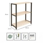 Ραφιέρα δαπέδου - Τραπεζάκι βοηθητικό ξύλινο - πλαστικό χρώμα φυσικό - μαύρο 65x29x78εκ. - Image 4