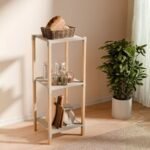 Ραφιέρα δαπέδου πλαστική - ξύλινη χρώμα φυσικό - μπεζ 28x25x72εκ. - Image 4