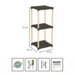 Ραφιέρα δαπέδου πλαστική - ξύλινη χρώμα φυσικό - μαύρο 28x25x72εκ. - Image 4