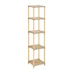 Ραφιέρα δαπέδου πλαστική - ξύλινη χρώμα φυσικό - μπεζ 28x25x137εκ.