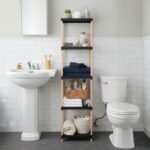 Ραφιέρα δαπέδου πλαστική - ξύλινη χρώμα φυσικό - μαύρο 28x25x137εκ. - Image 2