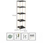 Ραφιέρα δαπέδου πλαστική - ξύλινη χρώμα φυσικό - μαύρο 28x25x137εκ. - Image 3