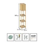 Φωτιστικό δαπέδου ξύλινο - πλαστικό χρώμα φυσικό - μπεζ 24x22x137εκ. - Image 3