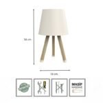 Φωτιστικό επιτραπέζιο ξύλινο - πλαστικό χρώμα μπεζ Ø18x34εκ. - Image 5