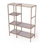 Ντουλάπα ρούχων ανοιχτή - Έπιπλο εισόδου ξύλινο - πλαστικό χρώμα φυσικό - μπεζ 117x47x155εκ. - Image 4