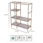 Ντουλάπα ρούχων ανοιχτή - Έπιπλο εισόδου ξύλινο - πλαστικό χρώμα φυσικό - μπεζ 117x47x155εκ. - Image 5