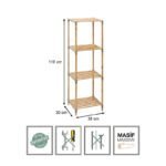 Ραφιέρα δαπέδου ξύλινη - πλαστική χρώμα φυσικό - μπεζ 38x30x116εκ. - Image 5