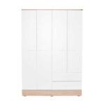 Ντουλάπα ρούχων Base Megapap τετράφυλλη με συρτάρια χρώμα λευκό - sonoma 137x52x198εκ. - Image 6