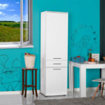 Ντουλάπι με καλάθι απλύτων Diamond Megapap χρώμα λευκό gloss 52x38x187εκ. - Image 2