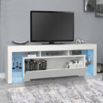 Έπιπλο τηλεόρασης Stilo Megapap με φωτισμό LED χρώμα λευκό 150x37x52εκ. - Image 2