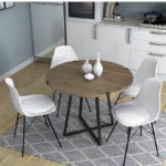 Τραπέζι Rubes Megapap χρώμα καρυδί - ανθρακί 100x100x78εκ. - Image 2