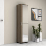 Ντουλάπα ρούχων - παπουτσοθήκη Visla Megapap μονόφυλλη με καθρέπτη χρώμα καρυδί 45x36x187εκ. - Image 3