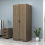 Ντουλάπα ρούχων Vivian Megapap δίφυλλη χρώμα καρυδί 80x51,8x181εκ. - Image 2