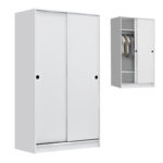 Ντουλάπα ρούχων Regio Megapap δίφυλλη συρόμενη χρώμα λευκό 100x60x181εκ.