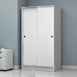 Ντουλάπα ρούχων Regio Megapap δίφυλλη συρόμενη χρώμα λευκό 100x60x181εκ. - Image 3