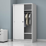 Ντουλάπα ρούχων Regio Megapap δίφυλλη συρόμενη χρώμα λευκό 100x60x181εκ. - Image 4