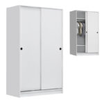 Ντουλάπα ρούχων Regio Megapap δίφυλλη συρόμενη χρώμα λευκό 120x60x200εκ.