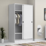 Ντουλάπα ρούχων Regio Megapap δίφυλλη συρόμενη χρώμα λευκό 120x60x200εκ. - Image 2