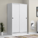 Ντουλάπα ρούχων Regio Megapap δίφυλλη συρόμενη χρώμα λευκό 120x60x200εκ. - Image 3