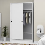 Ντουλάπα ρούχων Regio Megapap δίφυλλη συρόμενη χρώμα λευκό 120x60x200εκ. - Image 4