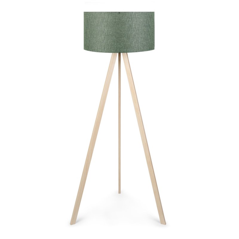 GP029-000119-0 Φωτιστικό δαπέδου Rosling Megapap Mdf/ύφασμα Pvc χρώμα φυσικό/χακί 38x38x140εκ. - Image 1