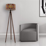 Φωτιστικό δαπέδου Rosling Megapap Mdf/ύφασμα Pvc χρώμα καρυδί - πολύχρωμο 38x38x140εκ. - Image 2