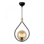 Φωτιστικό οροφής Lewis Megapap E27 μεταλλικό μονόφωτο χρώμα μαύρο - χρυσό 14x26x70εκ.