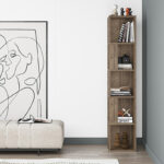 Βιβλιοθήκη γωνιακή Piano Megapap χρώμα ανοιχτό καρυδί 31,4x31,4x158,9εκ. - Image 2