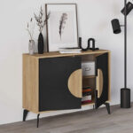 Μπουφές Gora Megapap χρώμα sapphire oak - silky black 110x40x82εκ. - Image 2