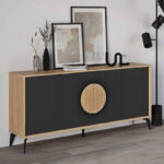 Μπουφές Gora Megapap χρώμα sapphire oak - silky black 180x40x82εκ.