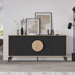 Μπουφές Gora Megapap χρώμα sapphire oak - silky black 180x40x82εκ. - Image 3