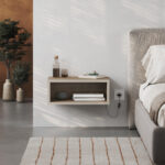 Κομοδίνο επιτοίχιο Brik Megapap με LED χρώμα καρυδί - sandstone 45x30x18εκ. - Image 3