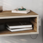 Κομοδίνο επιτοίχιο Brik Megapap με LED χρώμα καρυδί - sandstone 45x30x18εκ. - Image 6