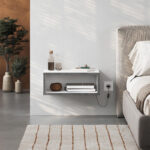 Κομοδίνο επιτοίχιο Brik Megapap με LED χρώμα λευκό - γκρι ρετρό 45x30x18εκ. - Image 3