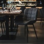 Καρέκλα τραπεζαρίας Chiara Megapap ανθρακί ύφασμα - μεταλλικό μαύρο πόδι 48x58x81εκ. - Image 3