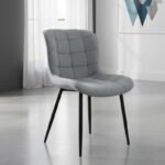 Καρέκλα τραπεζαρίας Chiara Megapap γκρι ύφασμα - μεταλλικό μαύρο πόδι 48x58x81εκ. - Image 2