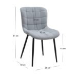 Καρέκλα τραπεζαρίας Chiara Megapap γκρι ύφασμα - μεταλλικό μαύρο πόδι 48x58x81εκ. - Image 11