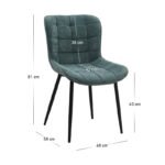 Καρέκλα τραπεζαρίας Chiara Megapap πράσινο ύφασμα - μεταλλικό μαύρο πόδι 48x58x81εκ. - Image 11