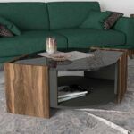 Τραπεζάκι σαλονιού Marbel Megapap χρώμα καρυδί - μαύρο εφέ μαρμάρου 75x75x40εκ. - Image 2