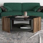 Τραπεζάκι σαλονιού Marbel Megapap χρώμα καρυδί - μαύρο εφέ μαρμάρου 75x75x40εκ. - Image 3