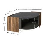 Τραπεζάκι σαλονιού Marbel Megapap χρώμα καρυδί - μαύρο εφέ μαρμάρου 75x75x40εκ. - Image 5