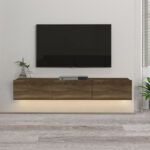 Έπιπλο τηλεόρασης επιτοίχιο Damla Megapap με LED χρώμα καρυδί 180x29,5x29,5εκ. - Image 3