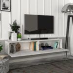 Έπιπλο τηλεόρασης επιτοίχιο Aristo Megapap με LED χρώμα λευκό εφέ μαρμάρου 135x31,6x25εκ. - Image 5