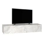 Έπιπλο τηλεόρασης επιτοίχιο Aristo Megapap με LED χρώμα λευκό εφέ μαρμάρου 135x31,6x25εκ. - Image 6